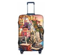 MMSJSBVY Cinque Terre Scenery Elastic Luggage Cover - Dust and Scratch Resistant Trolley Luggage Protector for 18-32 Inch Luggage S