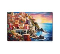 MMSJSBVY Cinque Terre Scenery Flannel Floor Mat 60x39 Inches - Soft, Non-Slip, Absorbent Memory Foam Carpet, Suitable For Living Rooms/Bedrooms/Offices -Washable Floor Mat
