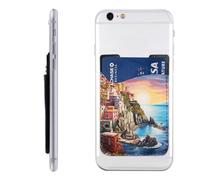 MMSJSBVY Cinque Terre Scenery Mobile Phone Case Card Holder - Adhesive Pu Leather Id Case for The Back of Most Smartphones