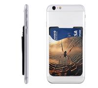 MMSJSBVY Cobwebs with A Spider Mobile Phone Case Card Holder - Adhesive Pu Leather Id Case for The Back of Most Smartphones