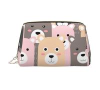 MMSJSBVY Colorful Bears Leather Makeup Bag, Large-Capacity Travel Storage Bag, Dual-Purpose Toiletries and Makeup Bag