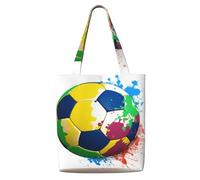 MMSJSBVY Colorful Football Canvas Shoulder Tote Bag, Lightweight Polyester Shopping Tote, Reusable Daily Handbag For Work, School And Grocery