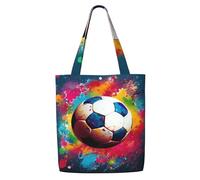 MMSJSBVY Colorful Football Canvas Shoulder Tote Bag, Lightweight Polyester Shopping Tote, Reusable Daily Handbag For Work, School And Grocery