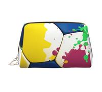 MMSJSBVY Colorful Football Leather Makeup Bag, Large-Capacity Travel Storage Bag, Dual-Purpose Toiletries and Makeup Bag