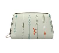 MMSJSBVY Colorful Hand Drawn Art with Boho Style Arrows Leather Makeup Bag, Large-Capacity Travel Storage Bag, Dual-Purpose Toiletries and Makeup Bag