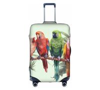 MMSJSBVY Colorful Parrots On Tree Elastic Luggage Cover - Dust and Scratch Resistant Trolley Luggage Protector for 18-32 Inch Luggage XL