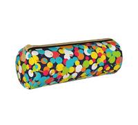 MMSJSBVY Confetti Bright Pattern Cylinder Pencil Storage Bag, Leather Pencil Pouch, Lovely Large Capacity, Suitable for Students Office Travel Make-Up Brush Storage with Zip
