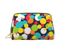 MMSJSBVY Confetti Bright Pattern Leather Makeup Bag, Large-Capacity Travel Storage Bag, Dual-Purpose Toiletries and Makeup Bag