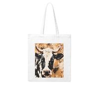 MMSJSBVY Cow Fur Print Canvas Tote Bag, Large Canvas Handbag With Double-Sided Heat Transfer Print For Shopping Travel Work Gifts