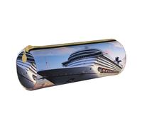 MMSJSBVY Cruise Ships Cylinder Pencil Storage Bag, Leather Pencil Pouch, Lovely Large Capacity, Suitable for Students Office Travel Make-Up Brush Storage with Zip