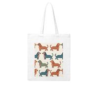 MMSJSBVY Cute Dachshound Dogs Canvas Tote Bag, Large Canvas Handbag With Double-Sided Heat Transfer Print For Shopping Travel Work Gifts