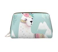 MMSJSBVY Cute Hand Drawn Llama Leather Makeup Bag, Large-Capacity Travel Storage Bag, Dual-Purpose Toiletries and Makeup Bag