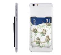 MMSJSBVY Cute Sloths On Yellow Lemons Mobile Phone Case Card Holder - Adhesive Pu Leather Id Case for The Back of Most Smartphones