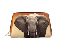 MMSJSBVY Cute Wild Elephant Leather Makeup Bag, Large-Capacity Travel Storage Bag, Dual-Purpose Toiletries and Makeup Bag