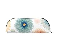 MMSJSBVY Dahlia Flower_Proc Leather Pencil Pouch - Half Round Organizer with Zipper for Pens, Cosmetics and Travel