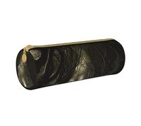 MMSJSBVY Dark Path Cylinder Pencil Storage Bag, Leather Pencil Pouch, Lovely Large Capacity, Suitable for Students Office Travel Make-Up Brush Storage with Zip