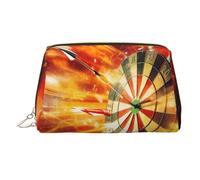 MMSJSBVY Dart Board Leather Makeup Bag, Large-Capacity Travel Storage Bag, Dual-Purpose Toiletries and Makeup Bag