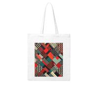 MMSJSBVY Diagonal Geometric Pattern Canvas Tote Bag, Large Canvas Handbag With Double-Sided Heat Transfer Print For Shopping Travel Work Gifts