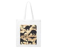 MMSJSBVY Dinosaur Silhouette Canvas Tote Bag, Large Canvas Handbag With Double-Sided Heat Transfer Print For Shopping Travel Work Gifts