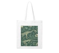 MMSJSBVY Dinosaur Skeleton Canvas Tote Bag, Large Canvas Handbag With Double-Sided Heat Transfer Print For Shopping Travel Work Gifts