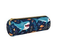 MMSJSBVY Dolphin Cylinder Pencil Storage Bag, Leather Pencil Pouch, Lovely Large Capacity, Suitable for Students Office Travel Make-Up Brush Storage with Zip