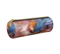 MMSJSBVY Dream Colorful Cylinder Pencil Storage Bag, Leather Pencil Pouch, Lovely Large Capacity, Suitable for Students Office Travel Make-Up Brush Storage with Zip