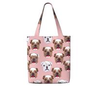 MMSJSBVY English Bulldog Faces Canvas Shoulder Tote Bag, Lightweight Polyester Shopping Tote, Reusable Daily Handbag For Work, School And Grocery