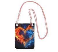 MMSJSBVY Fire And Water Heart Crossbody Phone Bag For Women, Small Waterproof Purse With Adjustable Strap, Lightweight Daily Travel Handbag