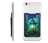 MMSJSBVY Fireflies and Lantern Mobile Phone Case Card Holder - Adhesive Pu Leather Id Case for The Back of Most Smartphones