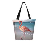MMSJSBVY Flamingo On The Beach Women'S Handbag Shopping Bag, Large Capacity Tote Bag, Suitable For Shopping, Beach Trips, And Fitness