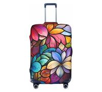 MMSJSBVY Flower Stained Glass Elastic Luggage Cover - Dust and Scratch Resistant Trolley Luggage Protector for 18-32 Inch Luggage XL