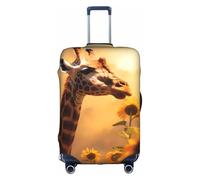 MMSJSBVY Giraffe and Sunflower Elastic Luggage Cover - Dust and Scratch Resistant Trolley Luggage Protector for 18-32 Inch Luggage M