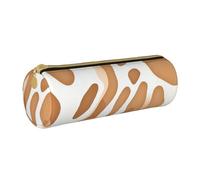 MMSJSBVY Giraffe Print Cylinder Pencil Storage Bag, Leather Pencil Pouch, Lovely Large Capacity, Suitable for Students Office Travel Make-Up Brush Storage with Zip