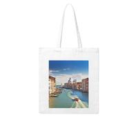 MMSJSBVY Grand Canal In Italy Canvas Tote Bag, Large Canvas Handbag With Double-Sided Heat Transfer Print For Shopping Travel Work Gifts