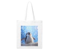 MMSJSBVY Happy Penguin Canvas Tote Bag, Large Canvas Handbag With Double-Sided Heat Transfer Print For Shopping Travel Work Gifts