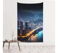 MMSJSBVY Hong Kong Decorative Tapestry 60x40in, Wall Art Wall Covering, Suitable As A Bedhead Backdrop, Beach Towel, Or Tablecloth