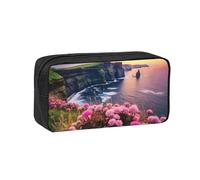 MMSJSBVY Ireland Outdoors County Clare The Cliffs Large Capacity Pencil Case, Oxford Fabric Stationery Organizer with Smooth Zipper for School Office Travel