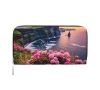 MMSJSBVY Ireland Outdoors County Clare The Cliffs Long Wallet for Women Leather Zipper Wallet Large Capacity Clutch Wallet with Card Slots