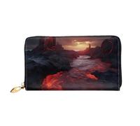 MMSJSBVY Kilauea Volcano Women's Wallet, Leather Wallet with Zip, Long Clutch Bag