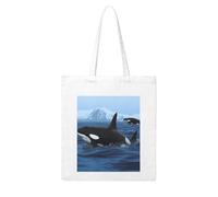 MMSJSBVY Killer Whales Swim Along Canvas Tote Bag, Large Canvas Handbag With Double-Sided Heat Transfer Print For Shopping Travel Work Gifts