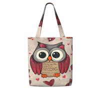 MMSJSBVY Love Owl Canvas Shoulder Tote Bag, Lightweight Polyester Shopping Tote, Reusable Daily Handbag For Work, School And Grocery
