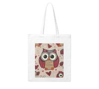 MMSJSBVY Love Owl Canvas Tote Bag, Large Canvas Handbag With Double-Sided Heat Transfer Print For Shopping Travel Work Gifts