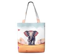 MMSJSBVY Lucky Elephant Canvas Shoulder Tote Bag, Lightweight Polyester Shopping Tote, Reusable Daily Handbag For Work, School And Grocery
