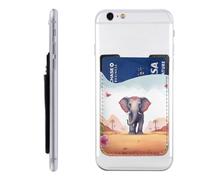 MMSJSBVY Lucky Elephant Mobile Phone Case Card Holder - Adhesive Pu Leather Id Case for The Back of Most Smartphones