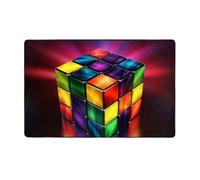 MMSJSBVY Magic Cube ​puzzle Flannel Floor Mat 60x39 Inches - Soft, Non-Slip, Absorbent Memory Foam Carpet, Suitable For Living Rooms/Bedrooms/Offices -Washable Floor Mat