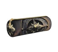MMSJSBVY Magical Design Norse Runes Compass Cylinder Pencil Storage Bag, Leather Pencil Pouch, Lovely Large Capacity, Suitable for Students Office Travel Make-Up Brush Storage with Zip
