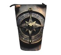 MMSJSBVY Magical Design Norse Runes Compass Retractable Pencil Case Standing Pencil Pouch Oxford Cloth Pen Organizer Zipper Stationery Bag for School Office