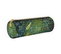 MMSJSBVY Math Question Cylinder Pencil Storage Bag, Leather Pencil Pouch, Lovely Large Capacity, Suitable for Students Office Travel Make-Up Brush Storage with Zip