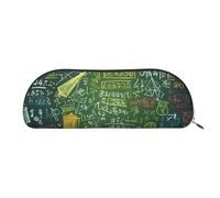 MMSJSBVY Math Question Leather Pencil Pouch - Half Round Organizer with Zipper for Pens, Cosmetics and Travel