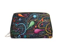 MMSJSBVY Mathematics and Physics Leather Makeup Bag, Large-Capacity Travel Storage Bag, Dual-Purpose Toiletries and Makeup Bag